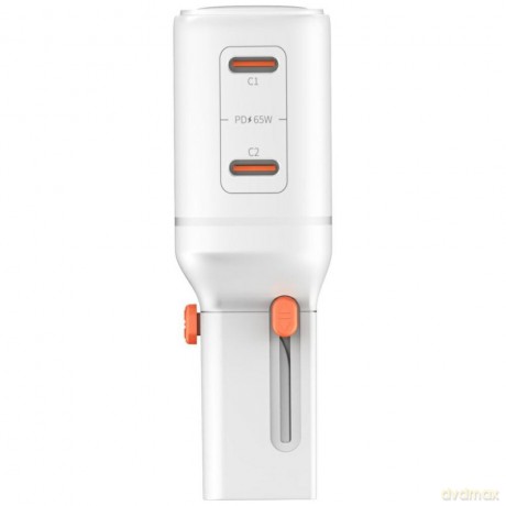 Ładowarka podróżna World Travel 65W USB-C + USB-A Biała