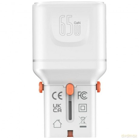 Ładowarka podróżna World Travel 65W USB-C + USB-A Biała