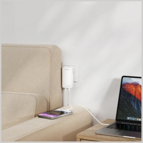 Ładowarka sieciowa FlatPlug 65W GaN Dual 2xUSB-C Biała