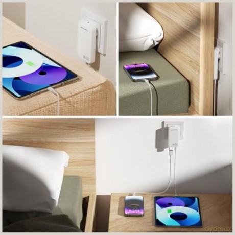 Ładowarka sieciowa FlatPlug Dual 45W GaN 2xUSB-C Biała
