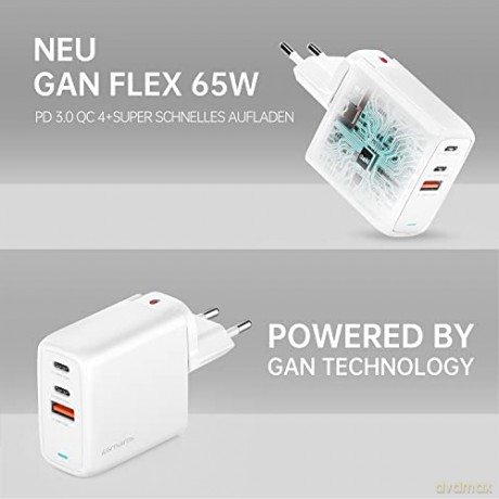 Ładowarka sieciowa Flex 65W 2xUSB-C + 1xUSB-A Biała