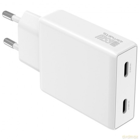 Ładowarka sieciowa PDPlug 65W GaN 2xUSB-C Biała