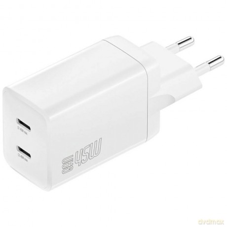 Ładowarka sieciowa PDPlug Dual 45W 2xUSB-C Biała