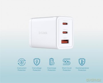 Ładowarka zasilacz GAN 2x 65W 2x USB-C 1x USB-A
