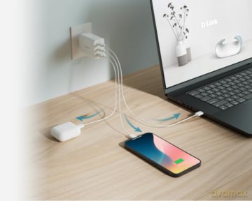 Ładowarka zasilacz GAN 2x 65W 2x USB-C 1x USB-A