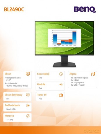 Monitor 23.8 cala BL2490C LED 5ms/1500:1/IPS/HDMI/144Hz