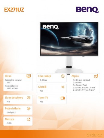 Monitor 26.5 cala EX271UZ 4K 240Hz/UHD/OLED