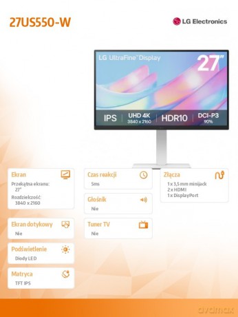 Monitor 27 cali 27US550-W