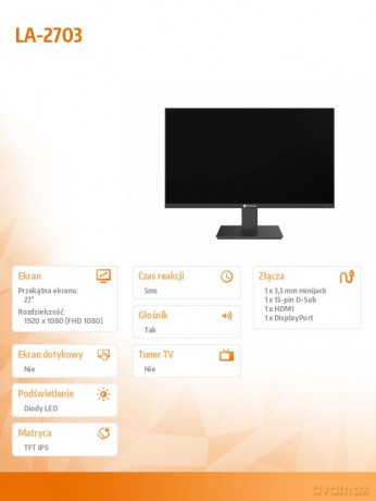 Monitor 27 cali LA-2703 100Hz HDMI DP VGA