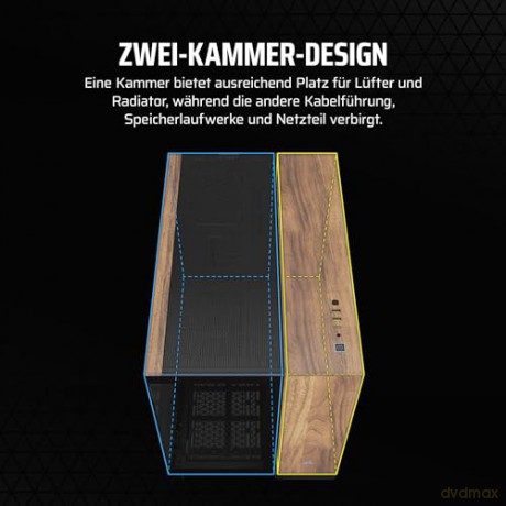 Obudowa 2500X mATX Mid Tower Czarny/Orzech drewno