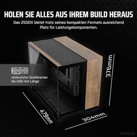 Obudowa 2500X mATX Mid Tower Czarny/Orzech drewno
