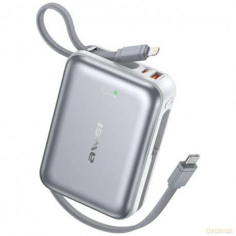 Powerbank C03 20000mAh 45W USB-A/USB-C + kable Lightning USB-C - srebrny