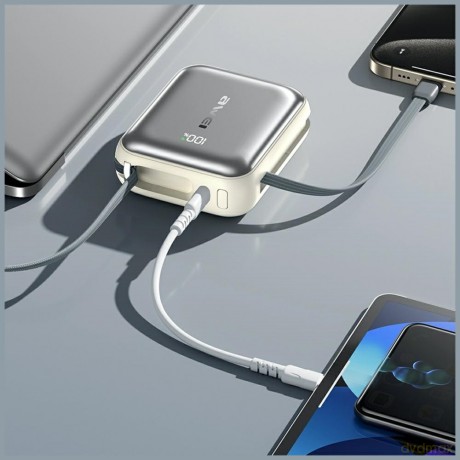 Powerbank C03 20000mAh 45W USB-A/USB-C + kable Lightning USB-C - srebrny