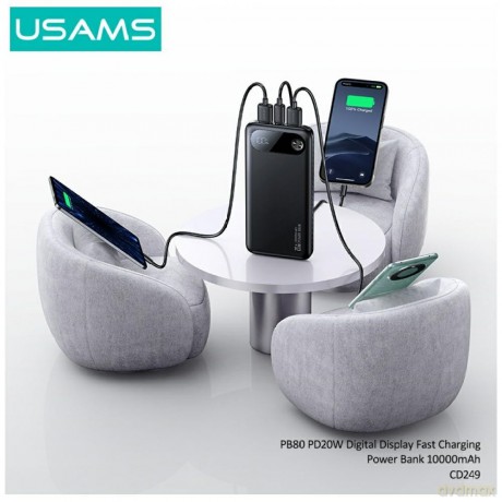 Powerbank PB80 10000mAh 20W PD 2xUSB-A + USB-C biały
