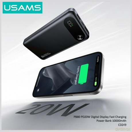 Powerbank PB80 10000mAh 20W PD 2xUSB-A + USB-C czarny