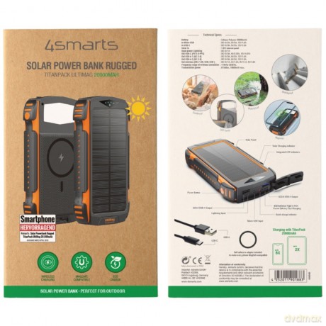 Powerbank Solarny 20000mAh TitanPack Rugged Ultimag Czarny