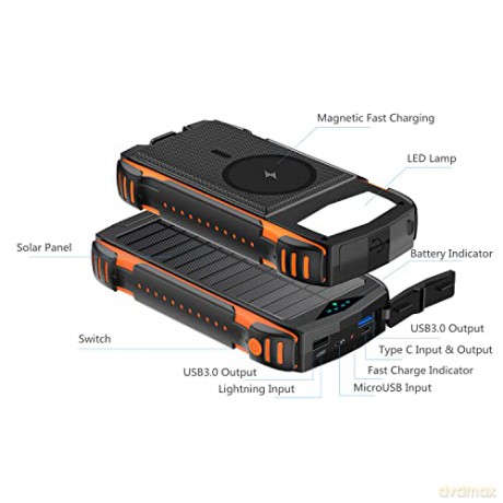 Powerbank Solarny 20000mAh TitanPack Rugged Ultimag Czarny