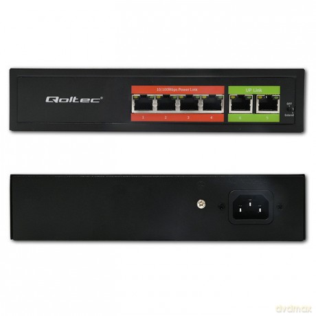 Przełącznik sieciowy SWITCH FAST Ethernet PoE | 4x RJ45 | 2x RJ45 Uplink | 65W | 10/100Mb/s
