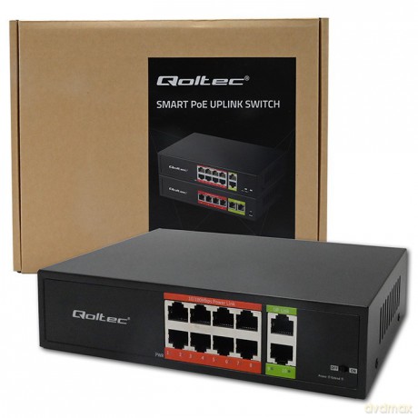 Przełącznik sieciowy SWITCH FAST Ethernet PoE | 8x RJ45 | 2x RJ45 Uplink | 120W | 10/100 Mb/s