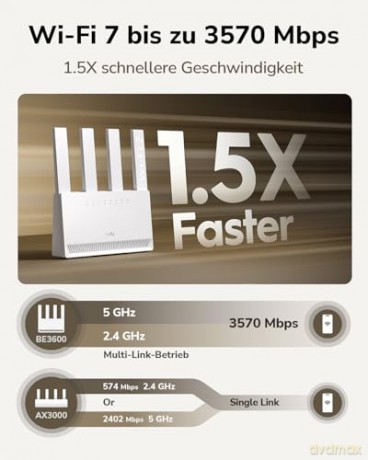 Router WR3600 BE3600 Gigabit Dual Band Wi-Fi 7 Router 4 x 10/100/1000Mbps Ports, 4 x 5dBi fixed antennas, WiFi router/AP/ Repeater/ WISP