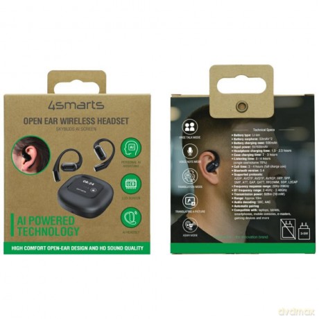 Słuchawki Bluetooth OWS tłumacz AI z wyświetlaczem SkyBuds Czarne