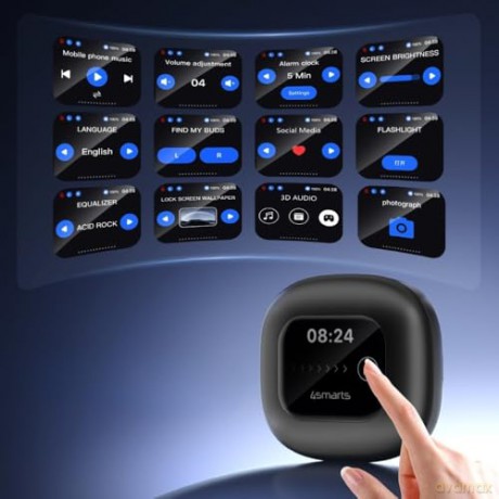 Słuchawki Bluetooth OWS tłumacz AI z wyświetlaczem SkyBuds Czarne