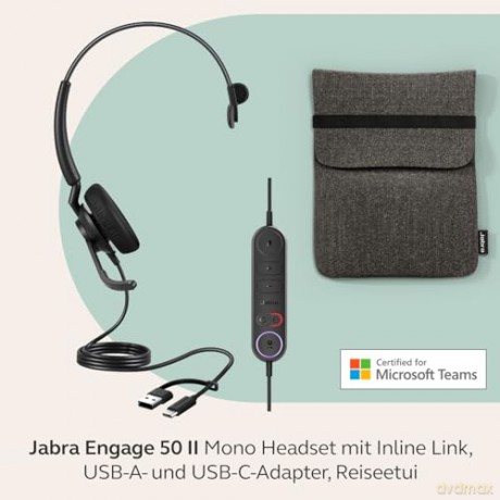 Słuchawki Engage 50 II Link USB-A amp C MS Mono