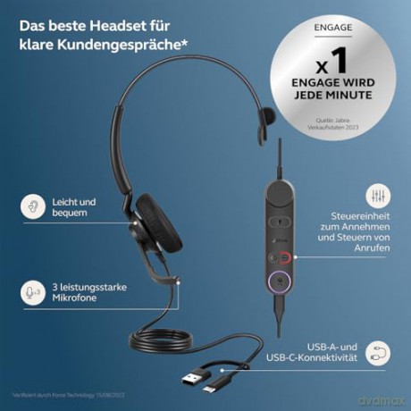 Słuchawki Engage 50 II Link USB-A amp C MS Mono