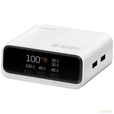 Stacja ładująca Deck 100W GaN 3xUSB-C + 2xUSB-A Biała