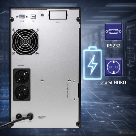 Zasilacz awaryjny UPS Pure Sine Wave | 3kVA | 2400W | AVR | LCD |Czysty Sinus
