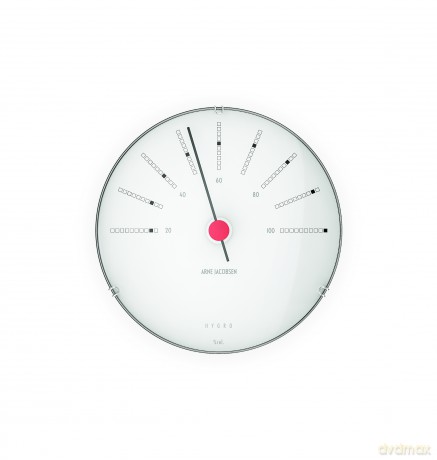 Arne Jacobsen - Bankers Hygrometer - White/Black/Red - 12 cm