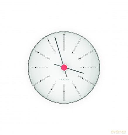Arne Jacobsen - Bankers Wall Clock - White/Black/Red - 12 cm