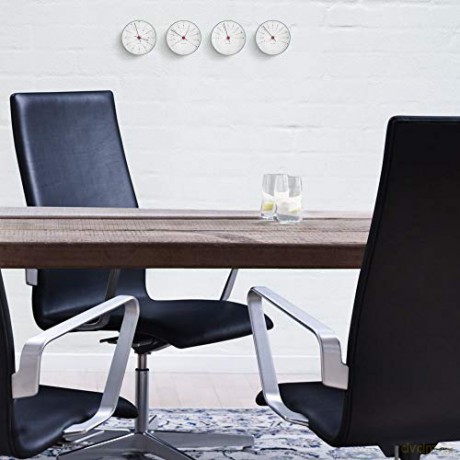 Arne Jacobsen - Bankers Wall Clock - White/Black/Red - 12 cm