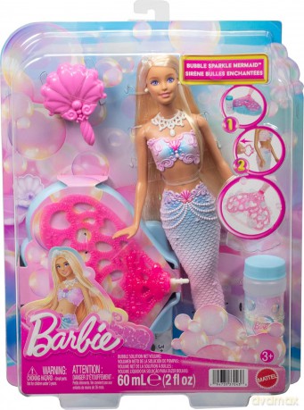 Mattel Lalka bąbelkowa syrenka Barbie - Bubbletastic Mermaid (JLW56)