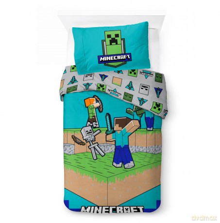 Bed Linen - Adult Size 140 x 200 cm - Minecraft The fight is on (1029658)