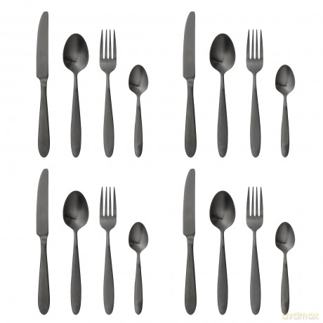 Bloomingville - Frea Cutlery Set - Black - Stainless Steel - Set of 4