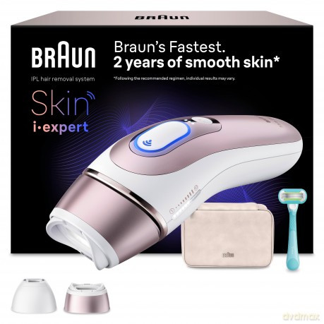 Braun - Smart IPL Skin iexpert At Home Hair Removal, With Free App, 2 Smart Heads - White/Bronze