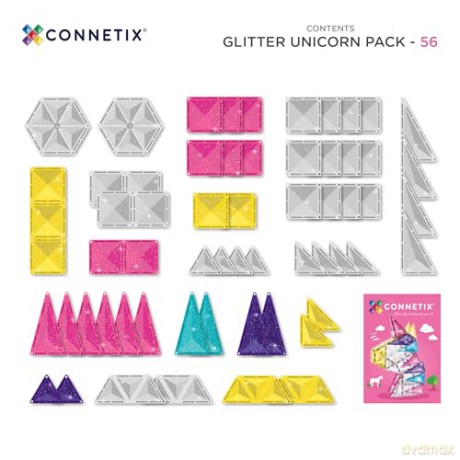 Connetix - Glitter Unicorn Pack - 56pc (CT-G-00056-GU)