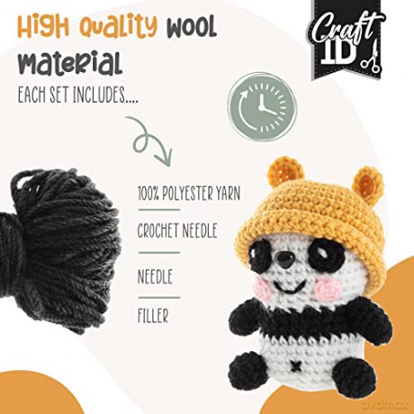 Craft ID - Crochet kit panda, 9x8x13cm - (K-CR1703/GE)