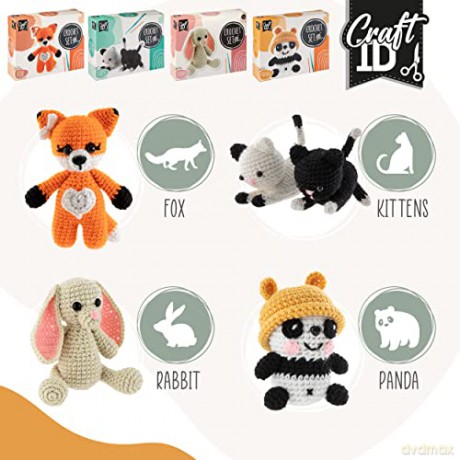Craft ID - Crochet kit panda, 9x8x13cm - (K-CR1703/GE)