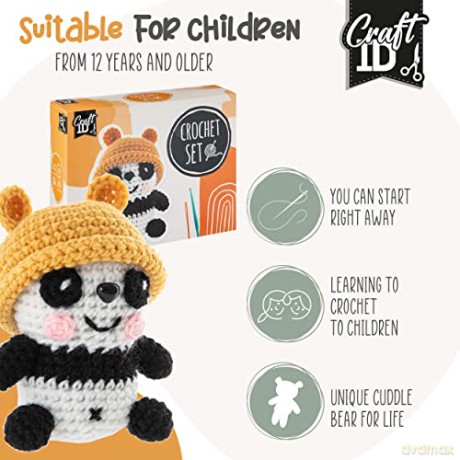 Craft ID - Crochet kit panda, 9x8x13cm - (K-CR1703/GE)