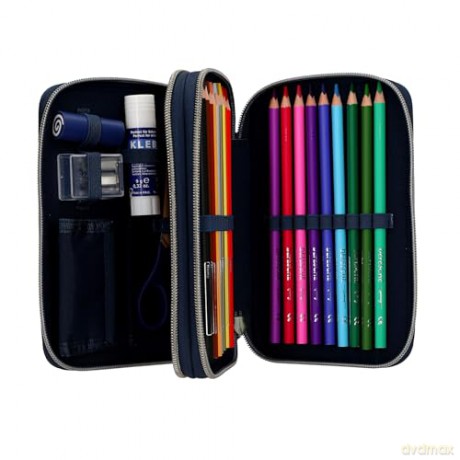Dino World - Adventure World Double Pencil Case With Snake - Deep Blue