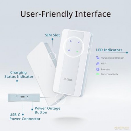 D-Link - 5G NR AX1800 Wi-Fi 6 Mobile Hotspot F518
