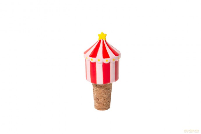 Doiy - Bottle Stopper - Funfair - Red and White Striped with a Yellow Star