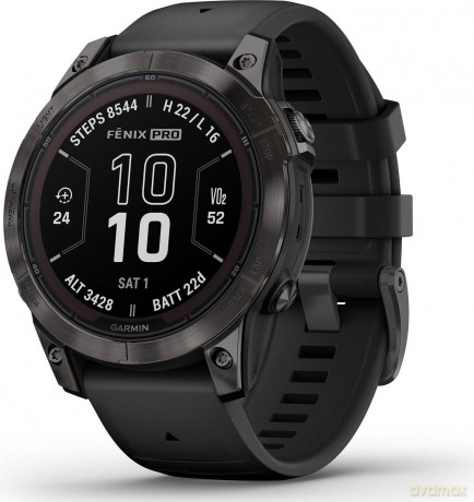Garmin - fenix 7 Pro Sapphire Solar, Carbon Grey Titanium w/Black Band