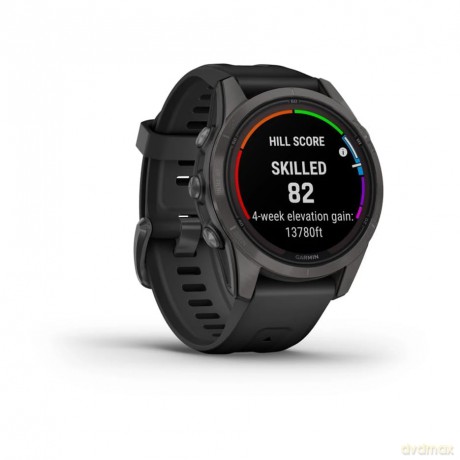 Garmin - fenix 7S Pro Sapphire Solar, Carbon Gray Ti w/Black Band