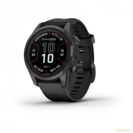 Garmin - fenix 7S Pro Sapphire Solar, Carbon Gray Ti w/Black Band