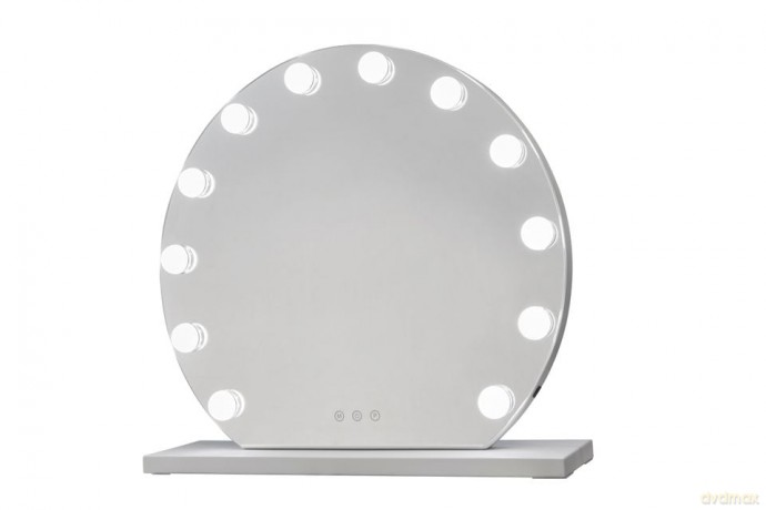 Glow Up - Makeup Artist Mirror - Round w. 12 LED Lamps - White