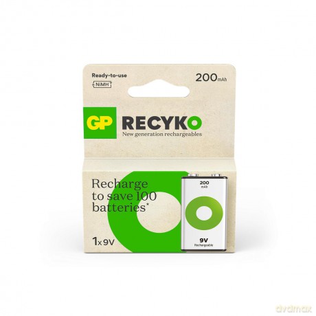 GP - ReCyko Rechargeable 9V-battery, 200 mAh (1-pack)