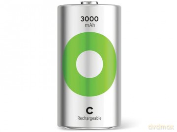 GP - ReCyko Rechargeable Battery, Size C, 3000 mAh, 1.2V (2-pack)